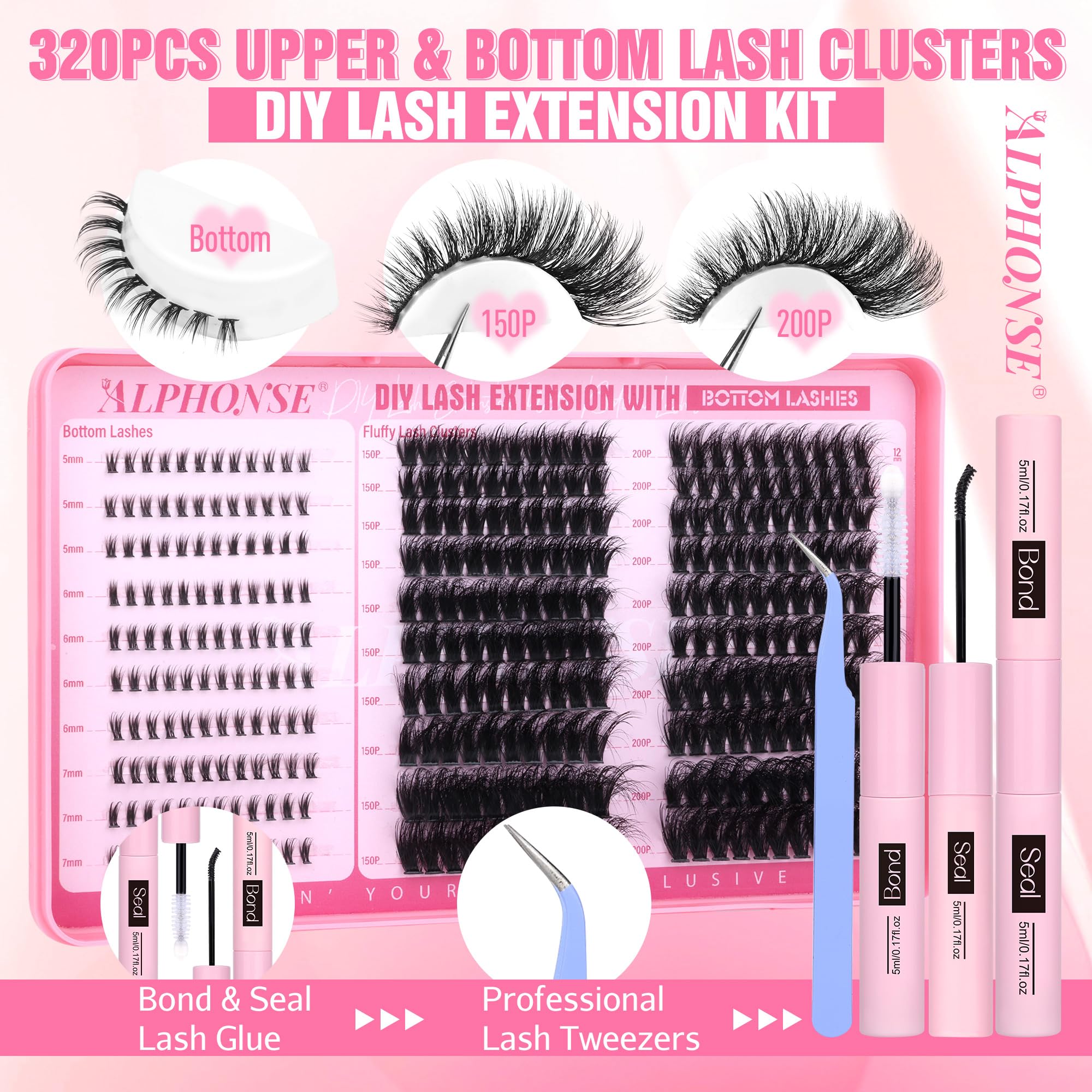 Alphonse Bottom Lash Clusters 5-7mm closeup showing balanced lower lashes