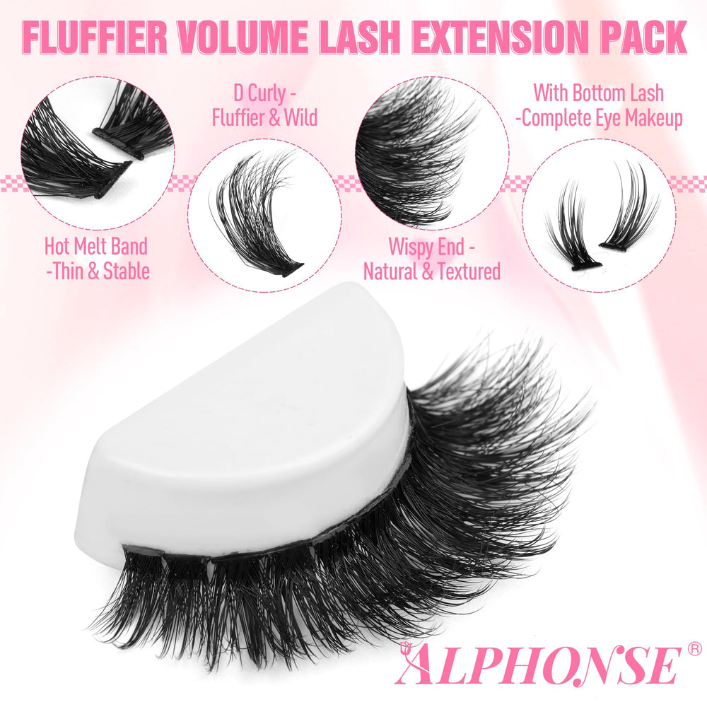 Alphonse Fluffier Lash Kit packaging and 12-20mm length options