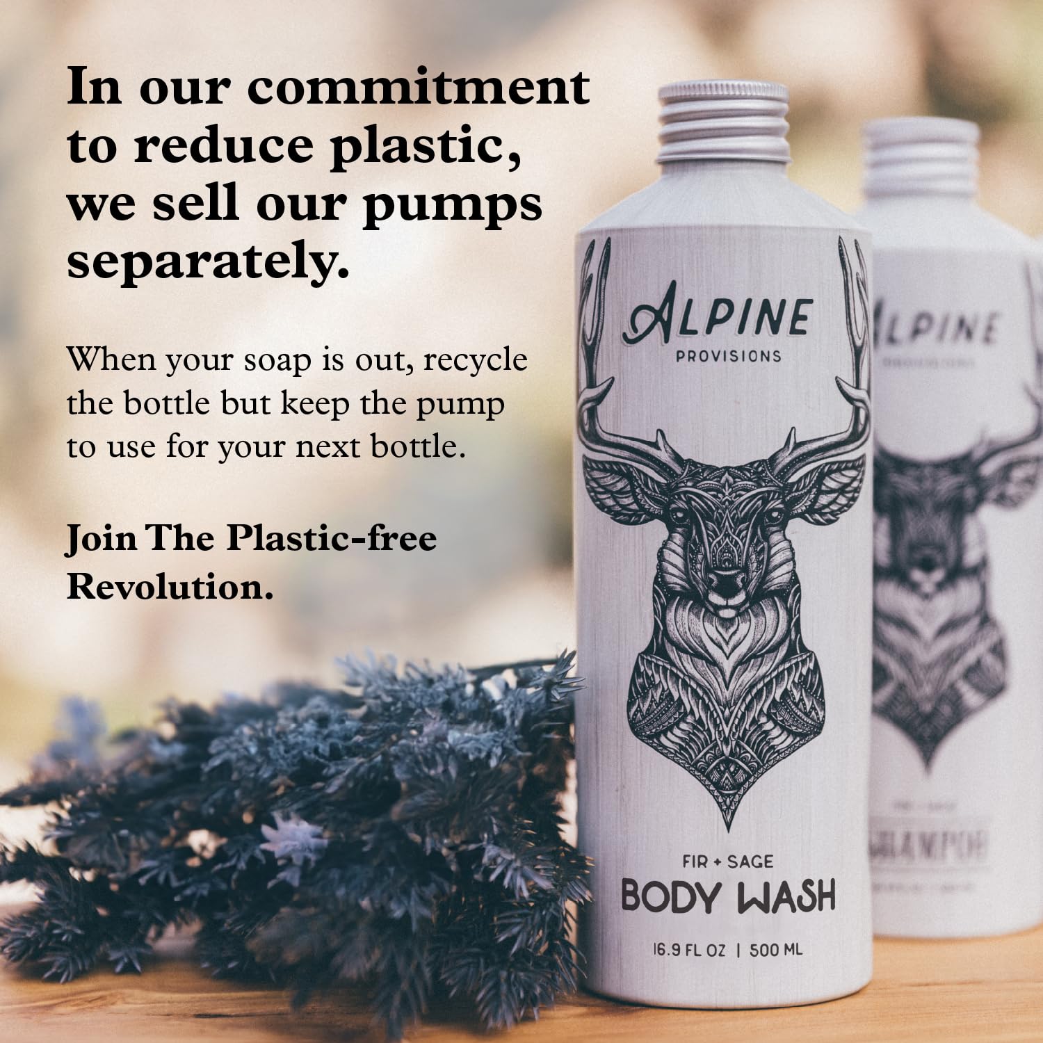 Alpine Provisions Cedar & Sandalwood shampoo with jojoba and aloe vera for scalp nourishment