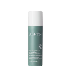 Alpyn Beauty Super Sculpt Serum bottle shows lightweight gel texture for facial contouring.