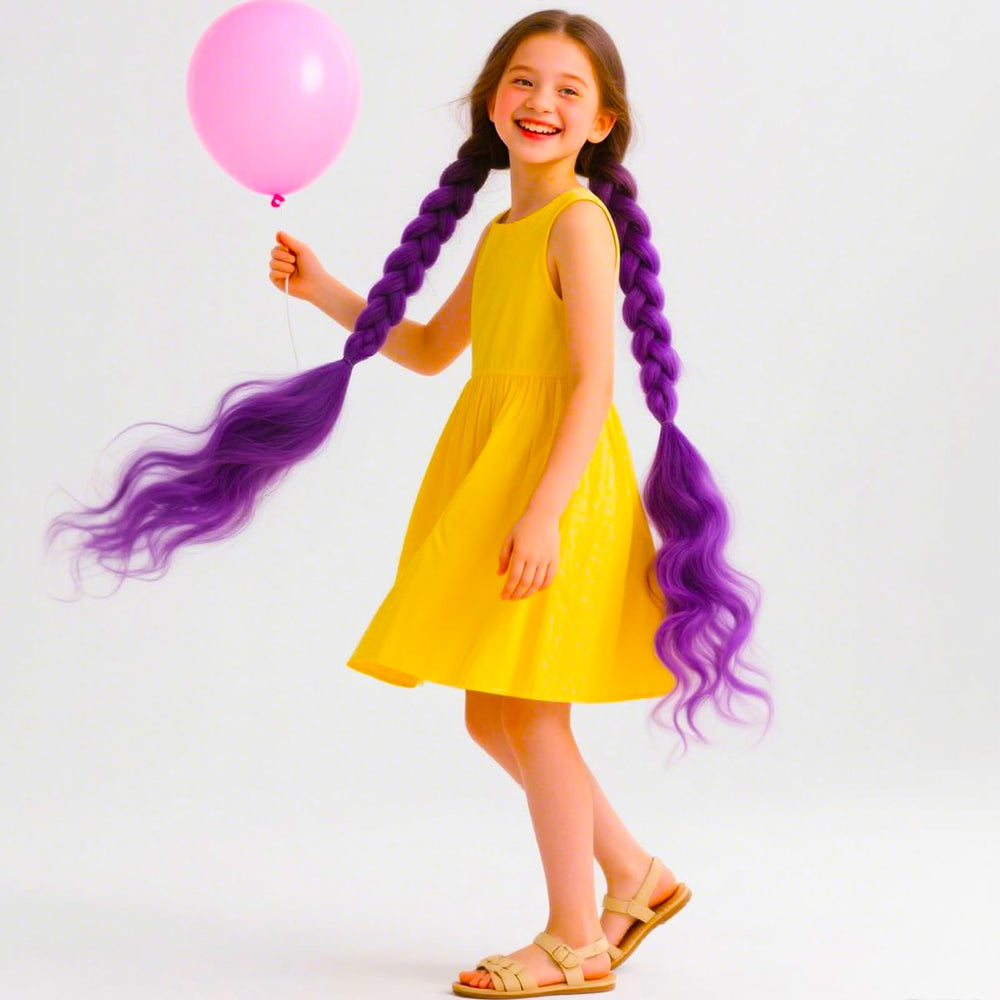 Alrence purple braiding hair 30-inch hot-water setting demonstrates versatile styling options.