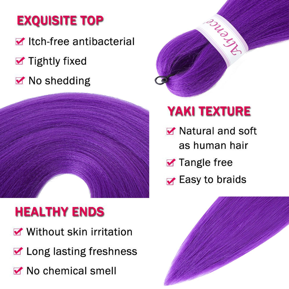 Alrence purple braiding hair 30-inch texture closeup shows natural yaki look.