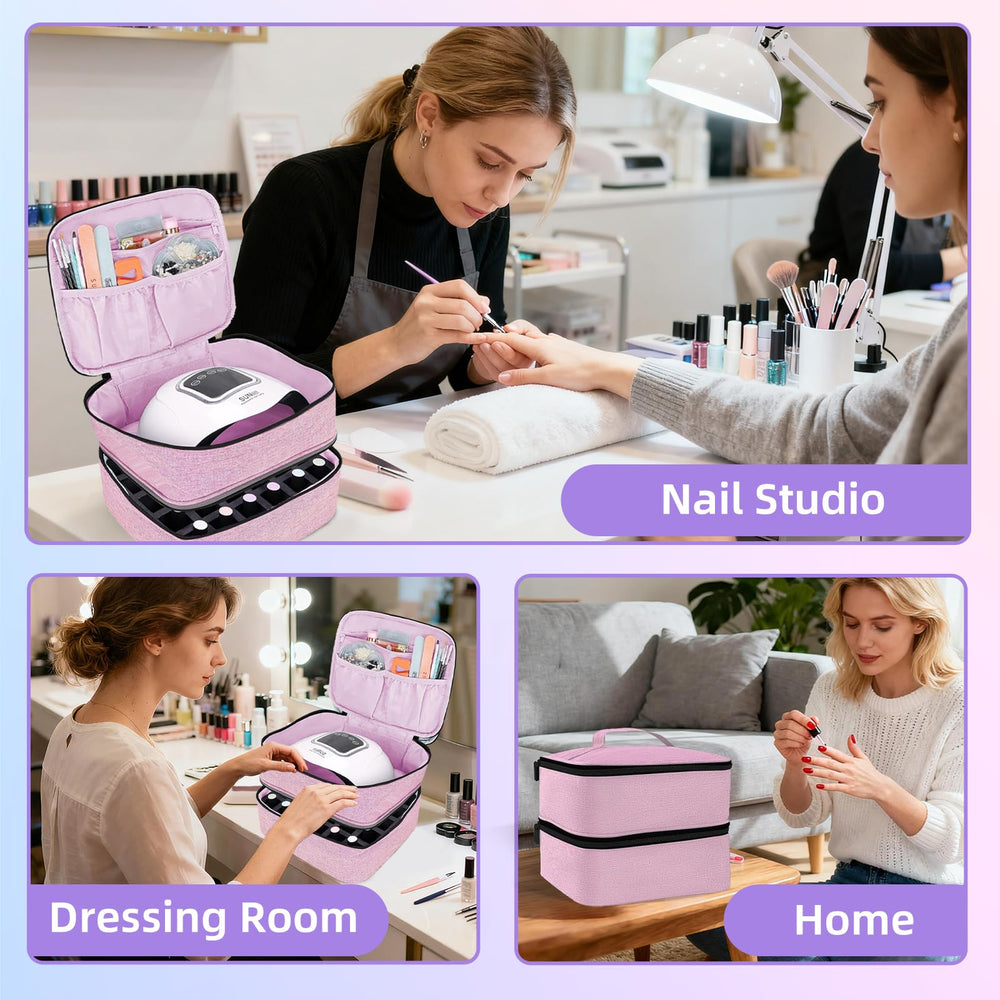 ALSLEA nail polish organizer safely holds up to 30 bottles of polish.