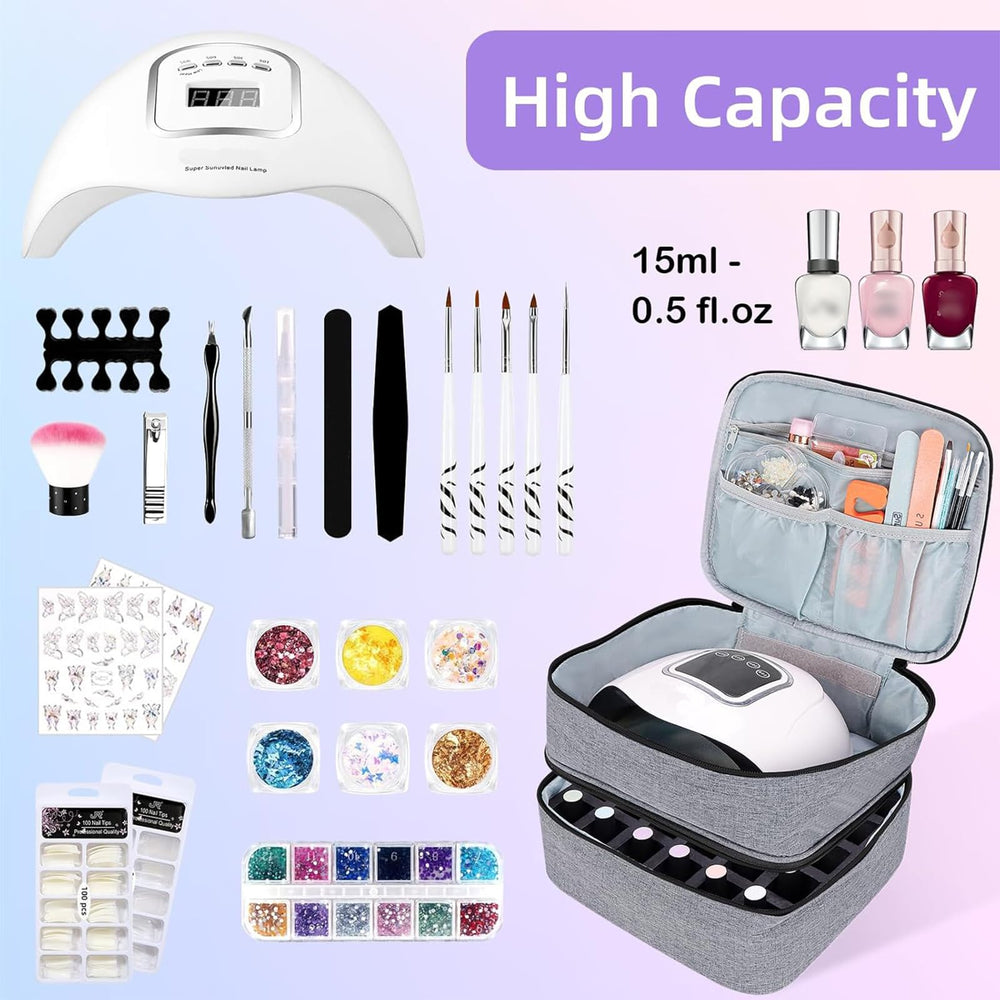 ALSLEA nail polish organizer detachable divider grid image shows flexible organization for bottles and tools.