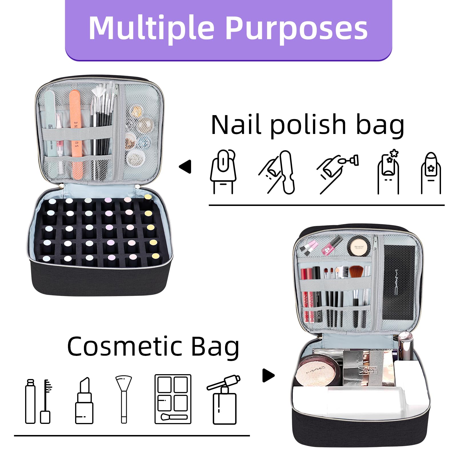 ALSLEA Nail Polish Organizer travel-ready case fits compact spaces