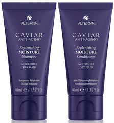 Alterna Caviar Anti-Aging Replenishing Moisture Shampoo bottle delivering hydrated, color-safe cleansing.