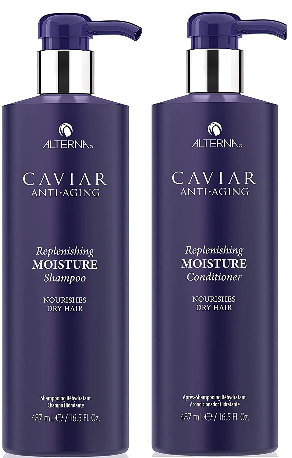 Alterna Caviar Anti-Aging Moisture Shampoo bottle ready to hydrate thirsty hair.