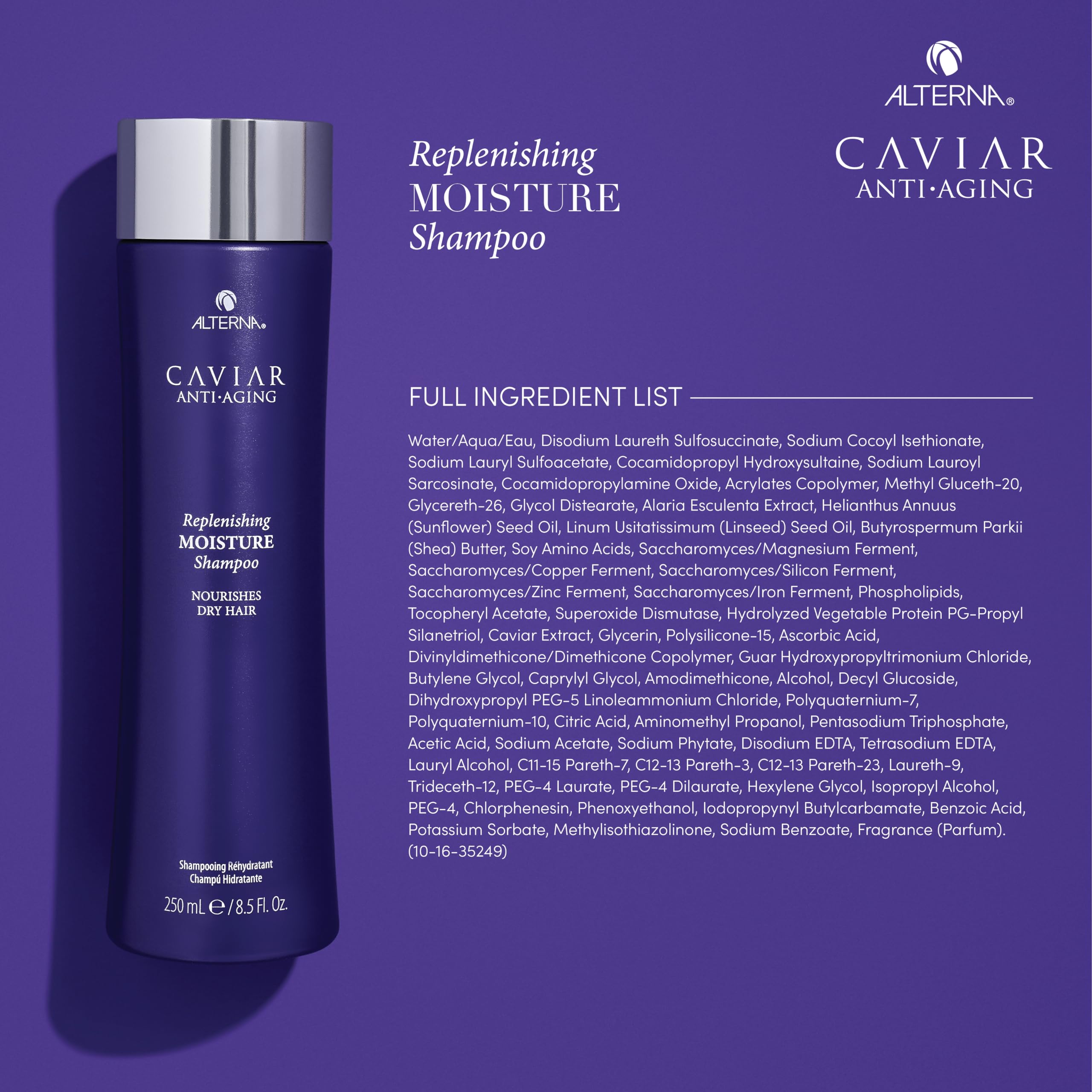 Alterna Caviar anti-aging seasilk essence close-up; nourishes with sea-derived moisture.