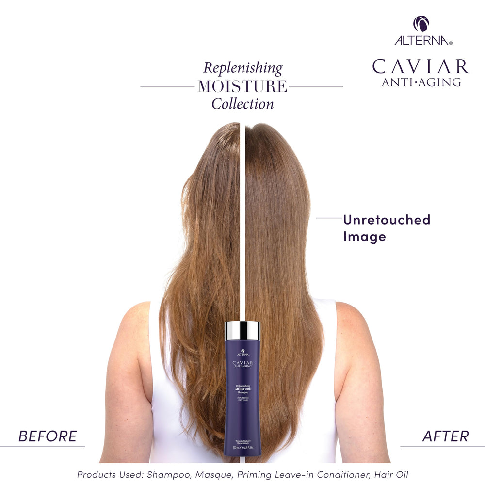 Alterna bottles on bathroom vanity ready for daily haircare routine.