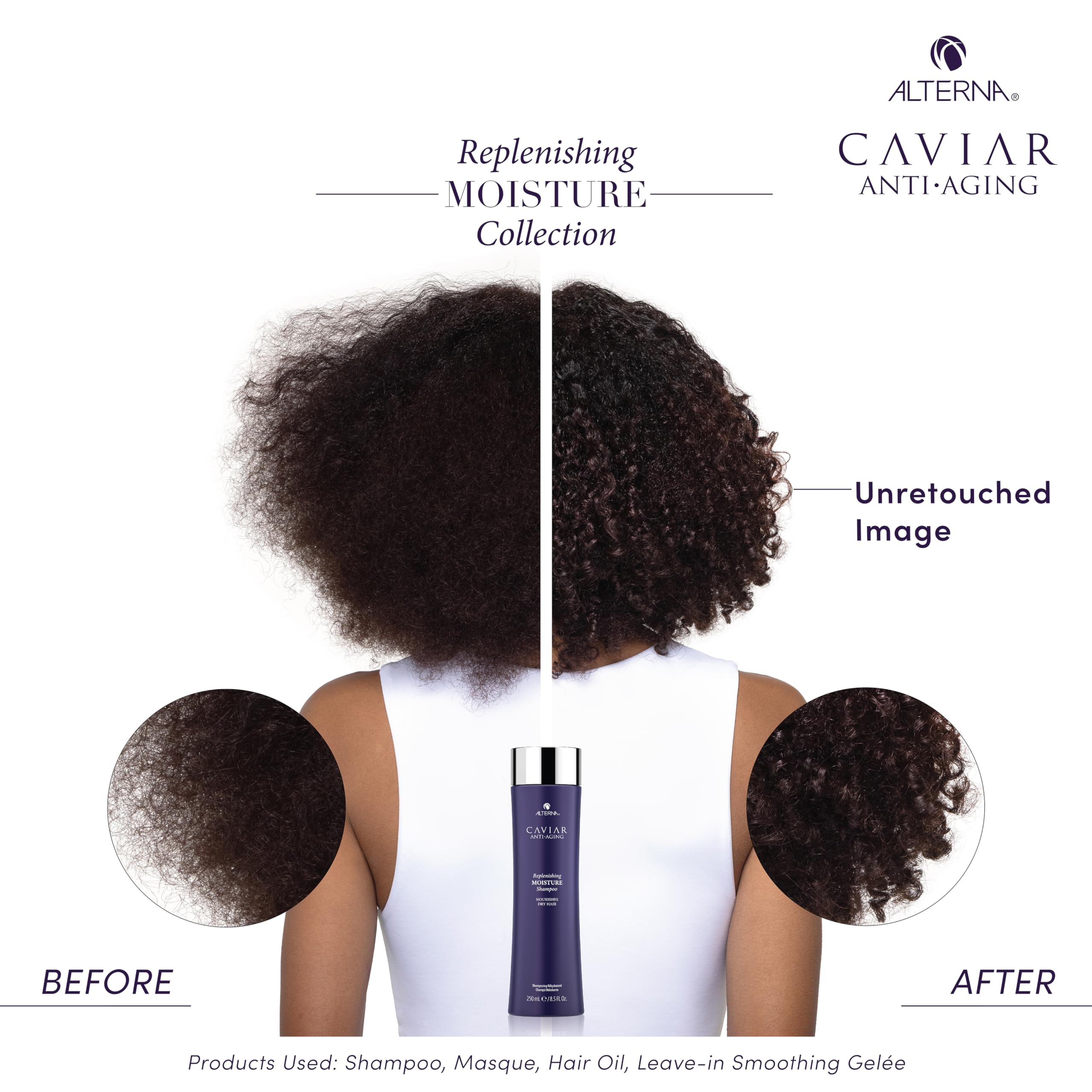 Alterna Caviar Extract and Sea Silk ingredients illustration emphasizing nourishing formula.
