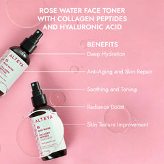 Alteya Rose Water Face Toner collagen peptides deliver deep hydration and radiant-looking skin.