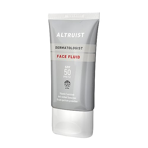 Altruist Sunscreen Fluid SPF50 no white cast for an invisible finish.