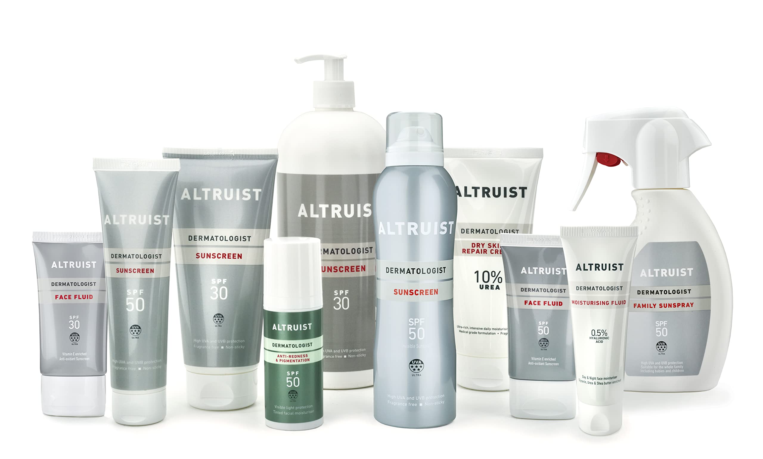 Altruist Sunscreen Fluid SPF50 skincare routine companion with moisturizers.