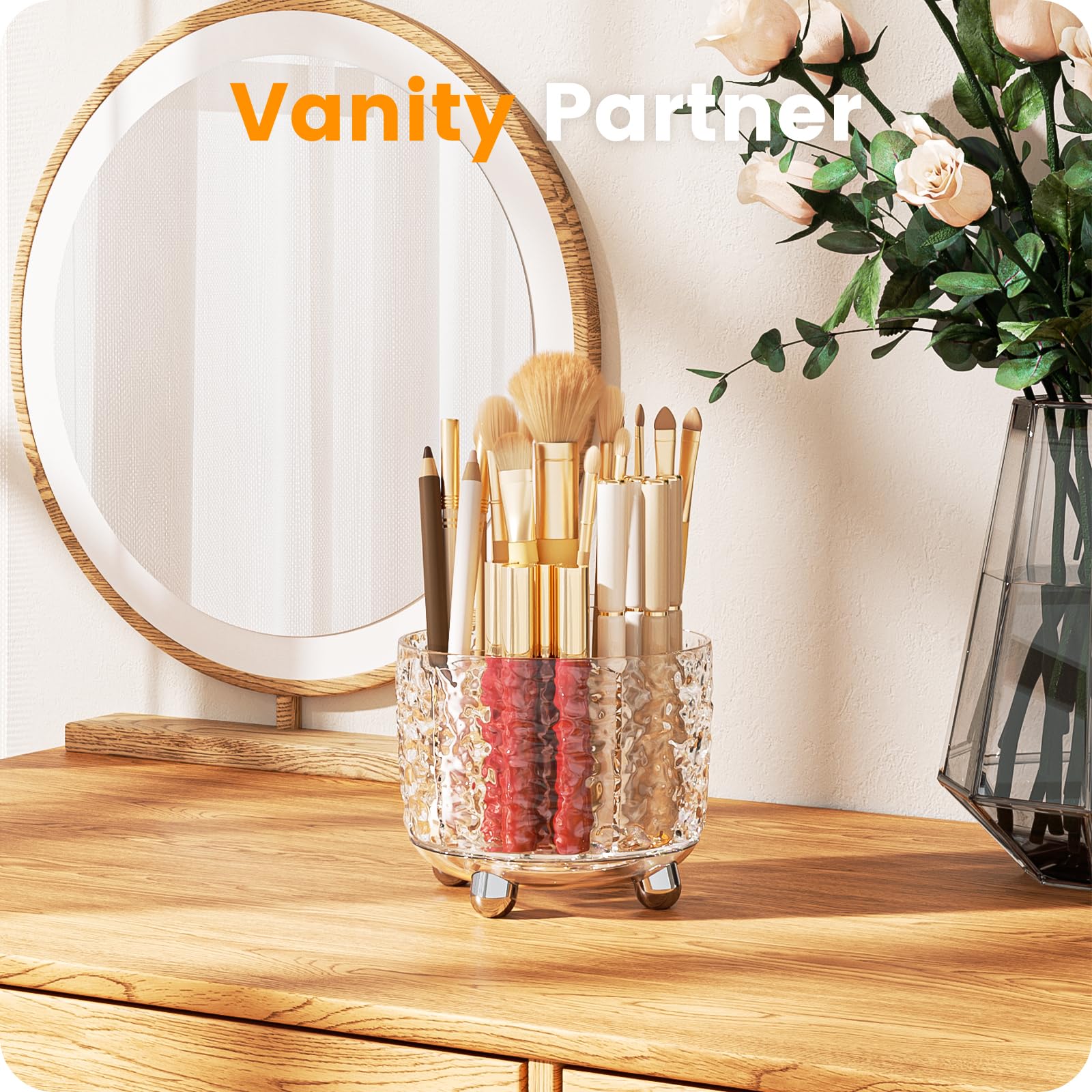 A-LuGei compact 6-slot layout neatly organizes brushes, lipsticks, and small accessories for a tidy vanity.