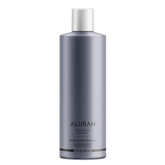 ALURAM Coconut Water Shampoo bottle showing hydration benefits.
