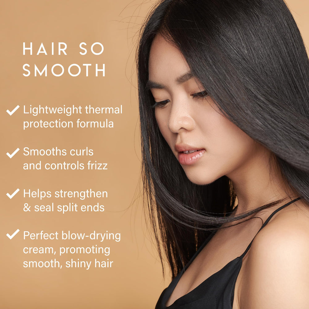 ALURAM Coconut Water Smoothing Cream applied during styling for lightweight, tangle-free finish.
