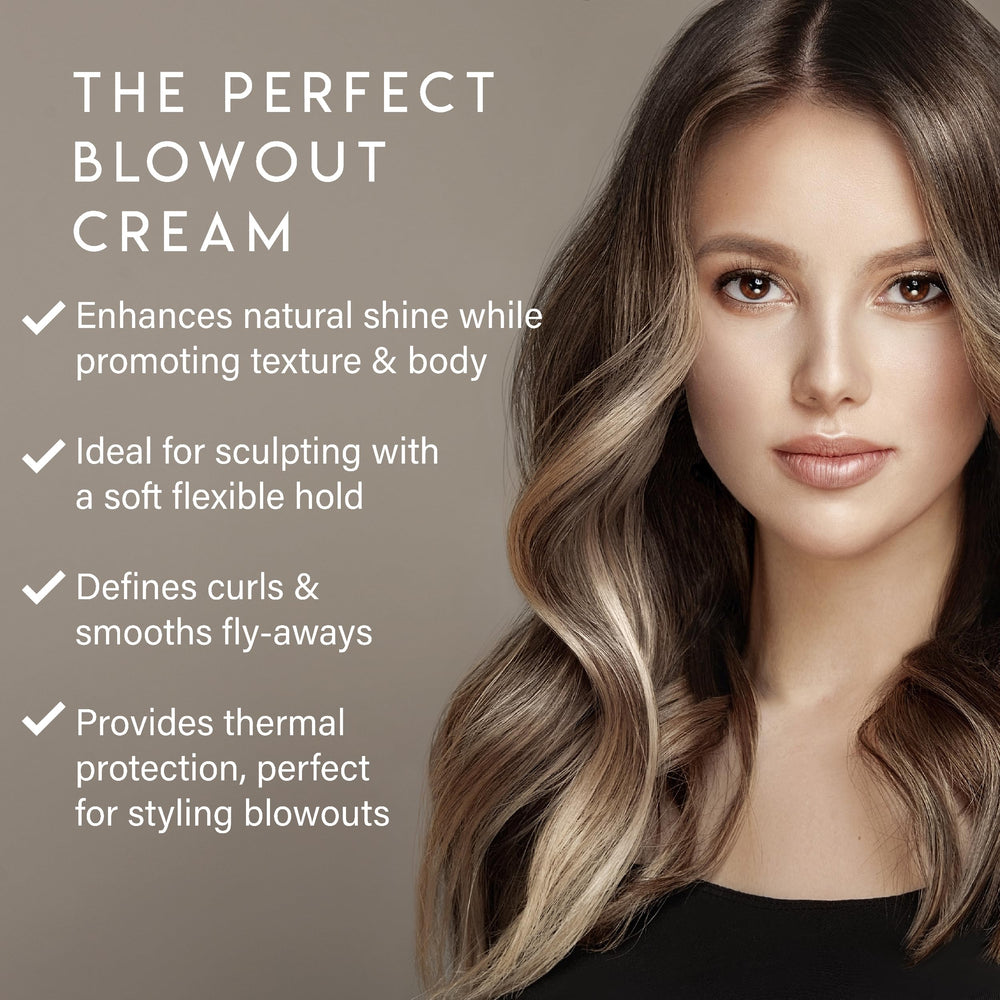 ALURAM Coconut Water Styling Cream close-up smoothing flyaways and reducing frizz.