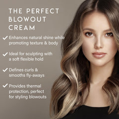 ALURAM Coconut Water Styling Cream close-up smoothing flyaways and reducing frizz.