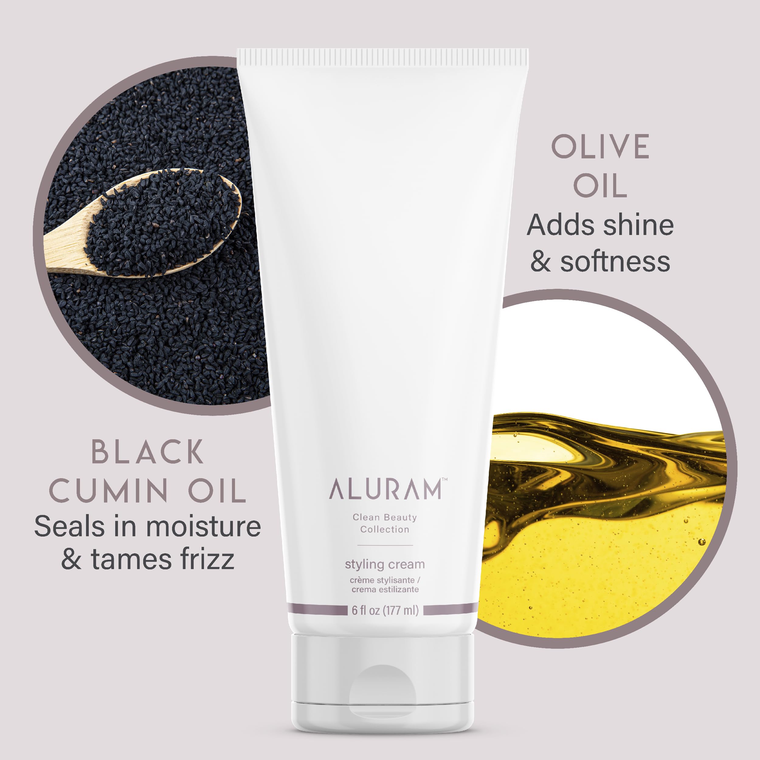 ALURAM Coconut Water Styling Cream swatch displays creamy texture suitable for all hair types.