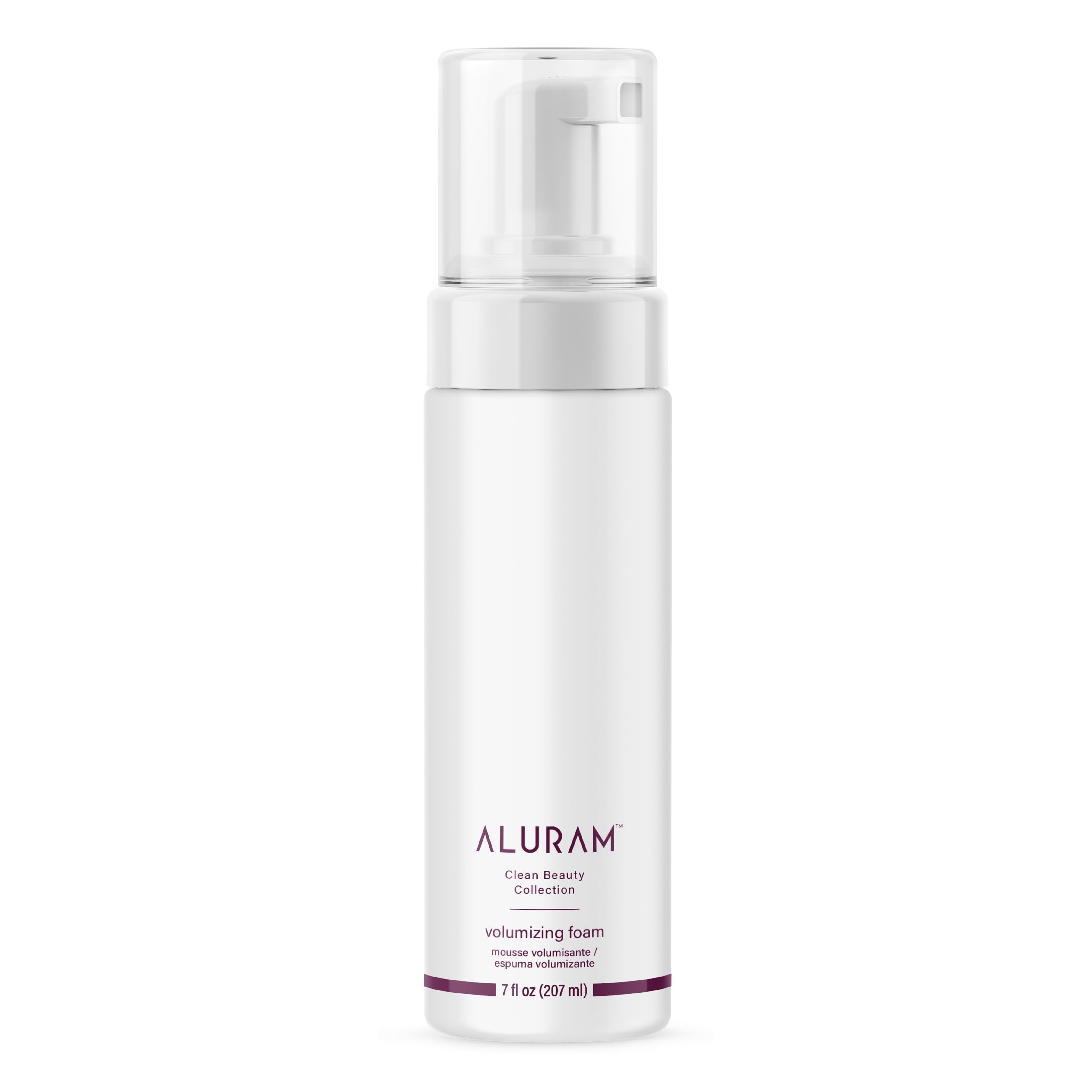 ALURAM Coconut Water Volumizing Foam bottle shows weightless lift for natural-looking volume.