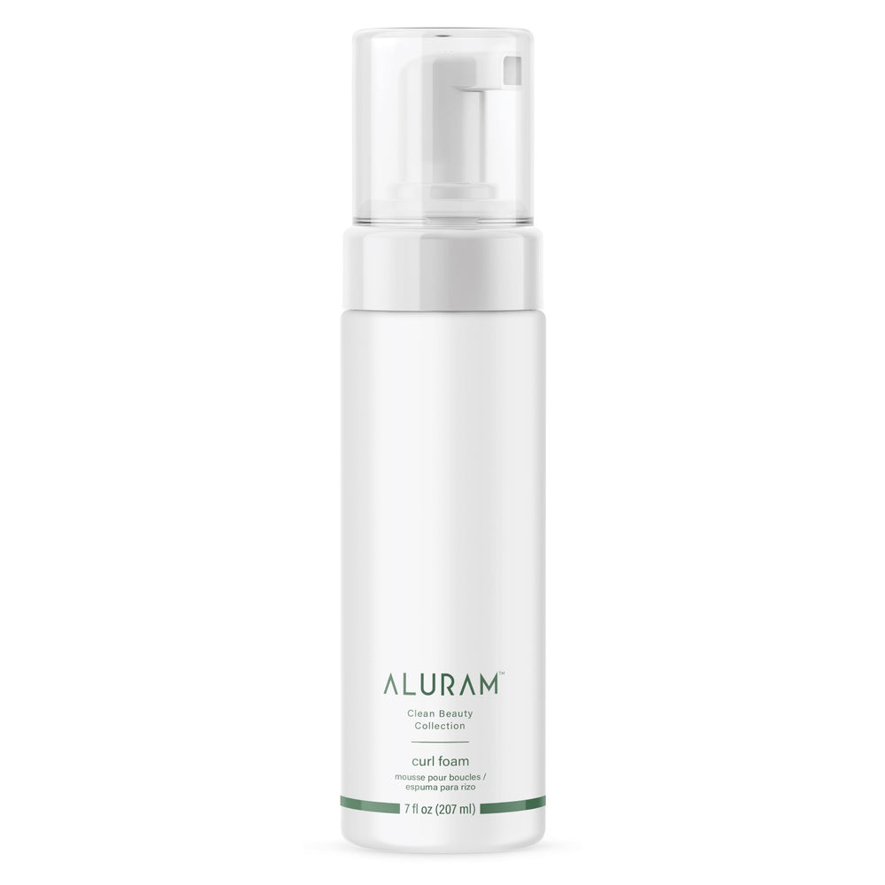 ALURAM Curl Foam bottle shows lightweight hydration for defined curls