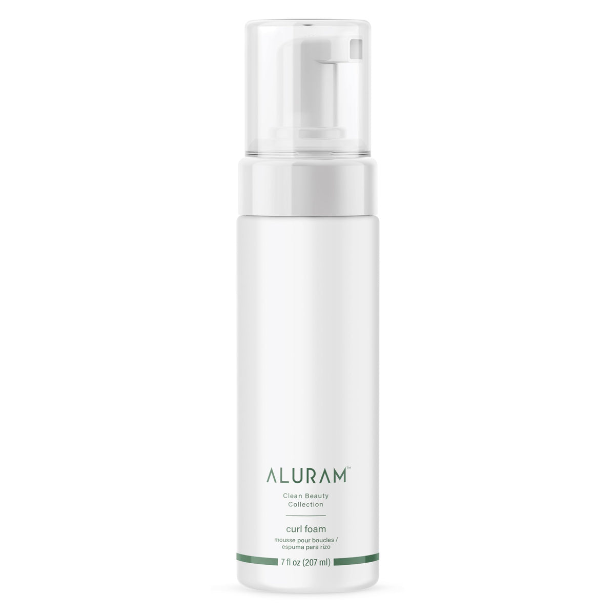 ALURAM Curl Foam bottle shows lightweight hydration for defined curls