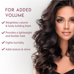 ALURAM Coconut Water Volumizing Foam hand-dispense demonstrates easy application and quick styling prep.