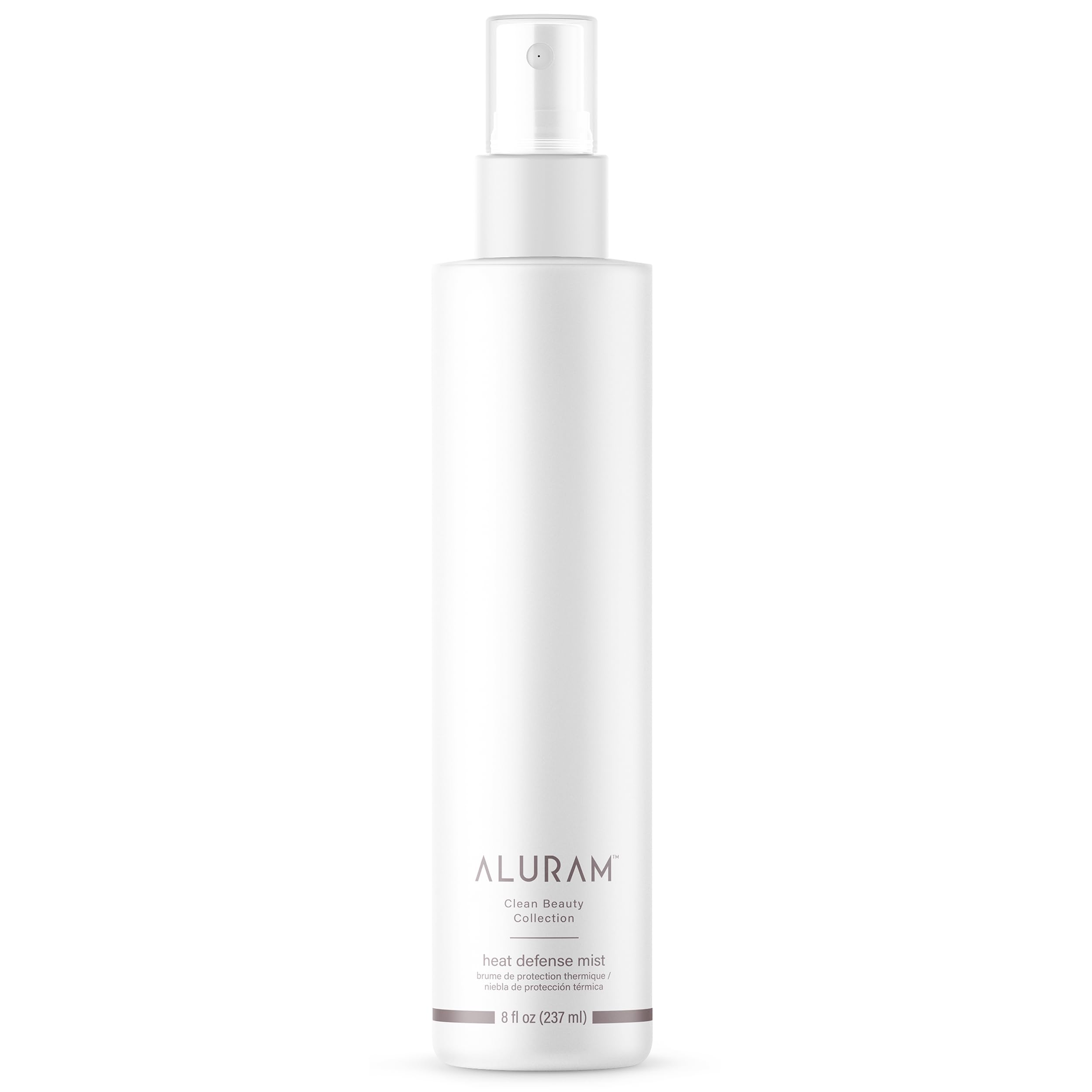 ALURAM Heat Defense Mist bottle front—delivers lightweight protection for all hair types.