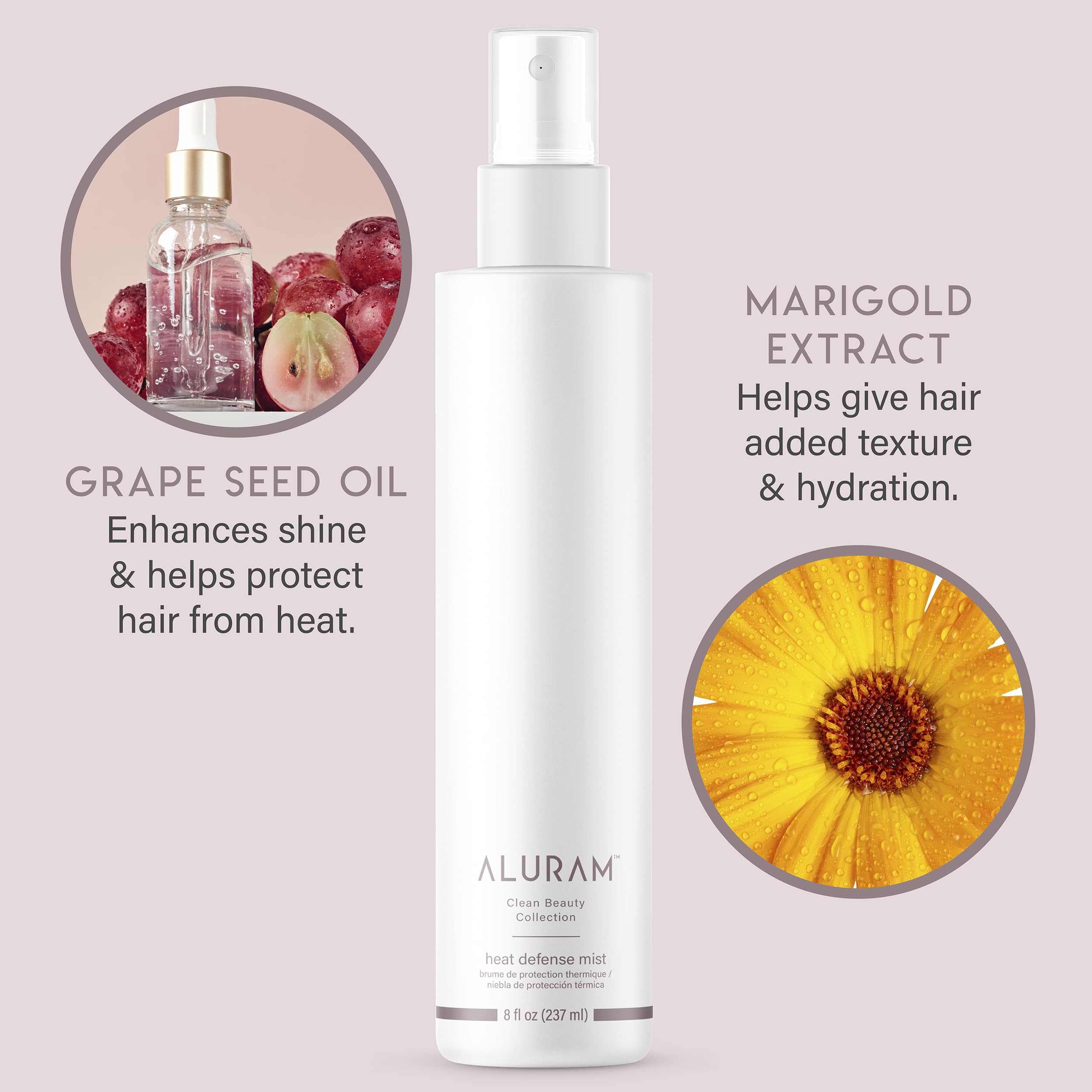ALURAM Heat Defense Mist damp hair application shows subtle smoothing and detangling.