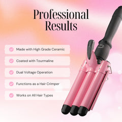 Alure curling iron with LCD temperature display for accurate heat control during styling.