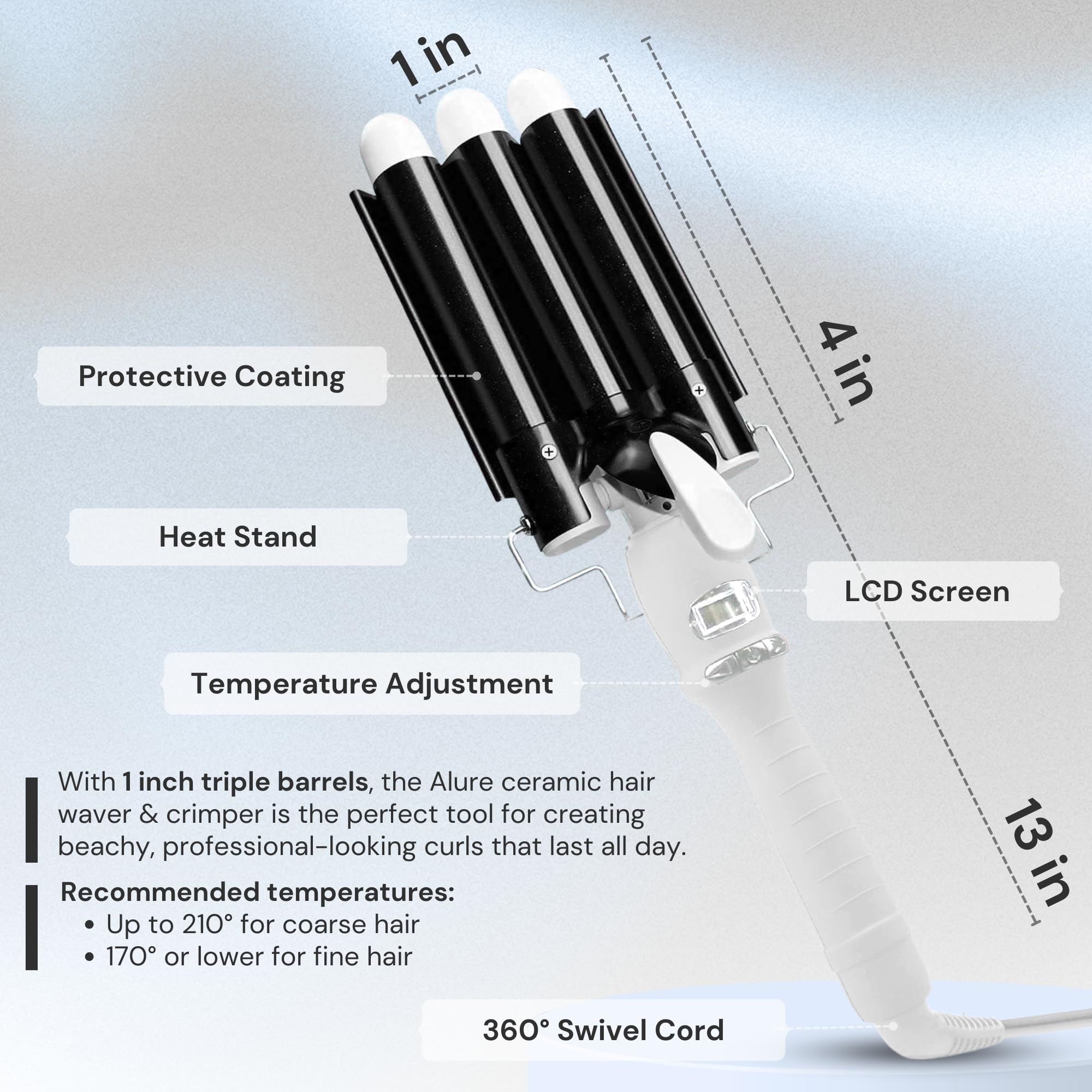 Alure dual-voltage travel-ready curling iron for worldwide styling