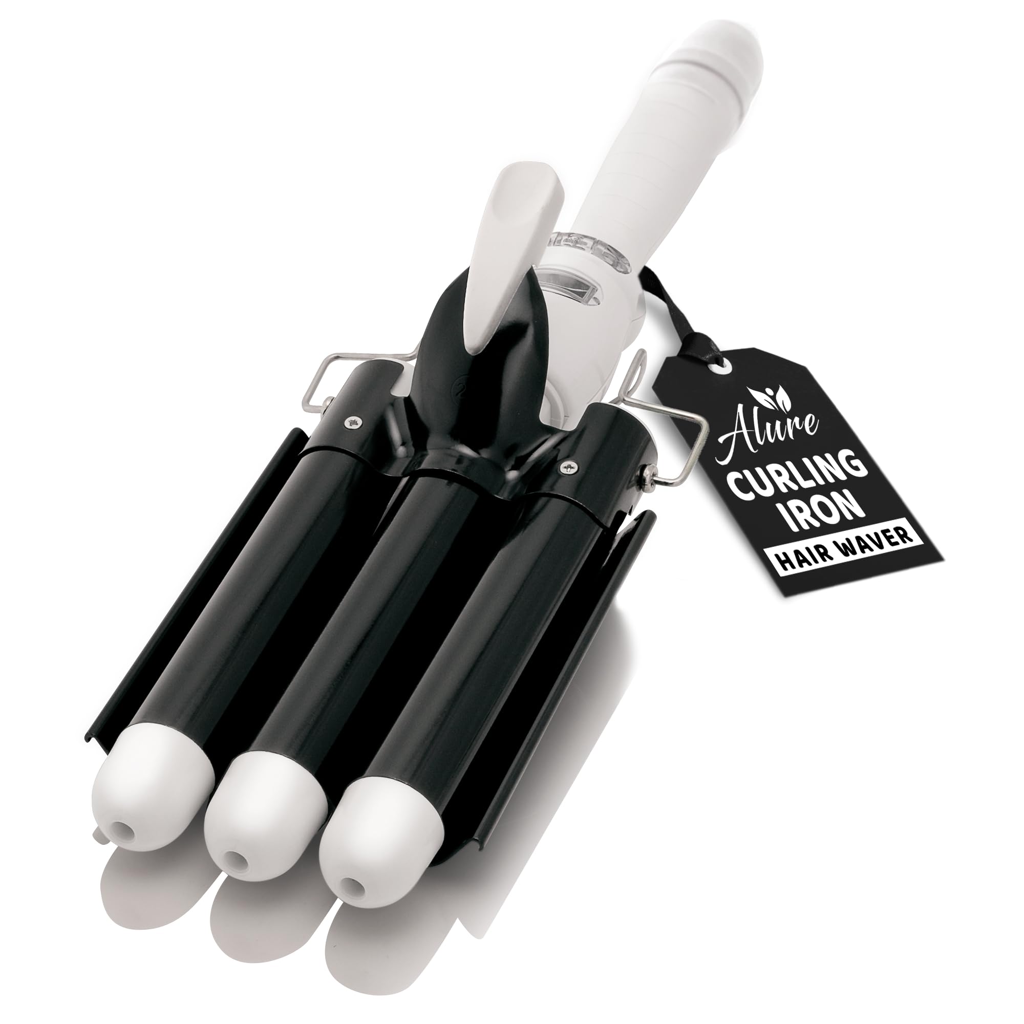 Alure three-barrel curling iron wand with LCD display creates smooth, even waves quickly