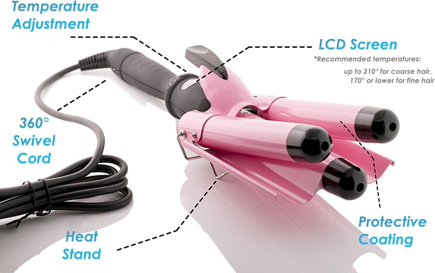 Alure 3-barrel curling wand dual voltage for travel versatility