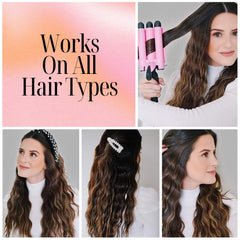 Alure triple barrel curling iron heats up quickly for fast beachy curls.