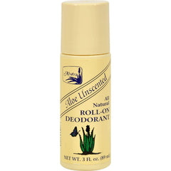 Alvera roll-on deodorant Aloe Unscented applying on skin for long-lasting freshness.
