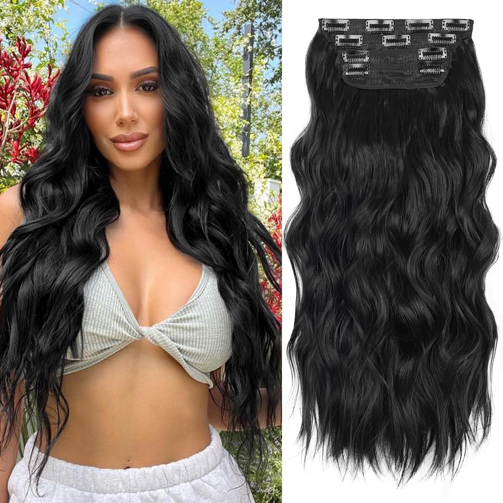 ALXNAN clip-in four-piece wefts shows customizable volume options