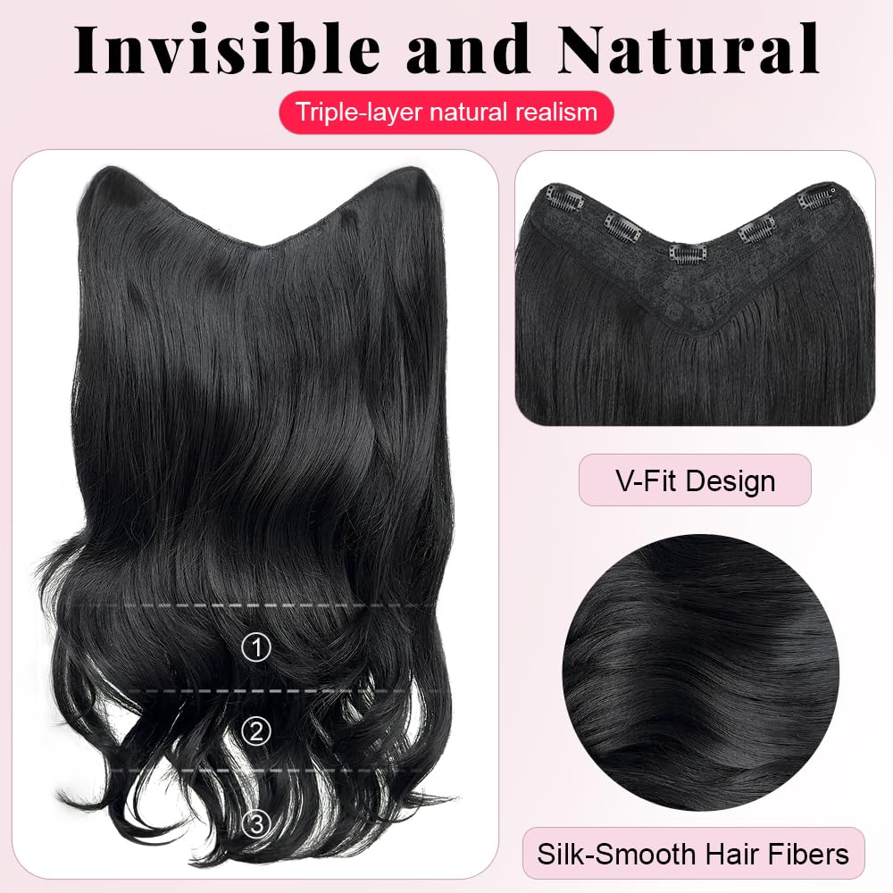 ALXNAN clip-in hair extensions five-clip system showing secure attachment.