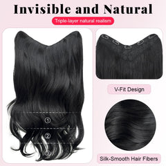 ALXNAN clip-in hair extensions five-clip system showing secure attachment.