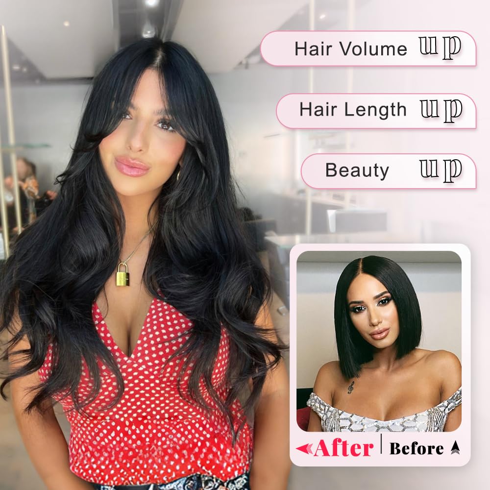 ALXNAN clip-in extensions close-up of synthetic fiber texture.