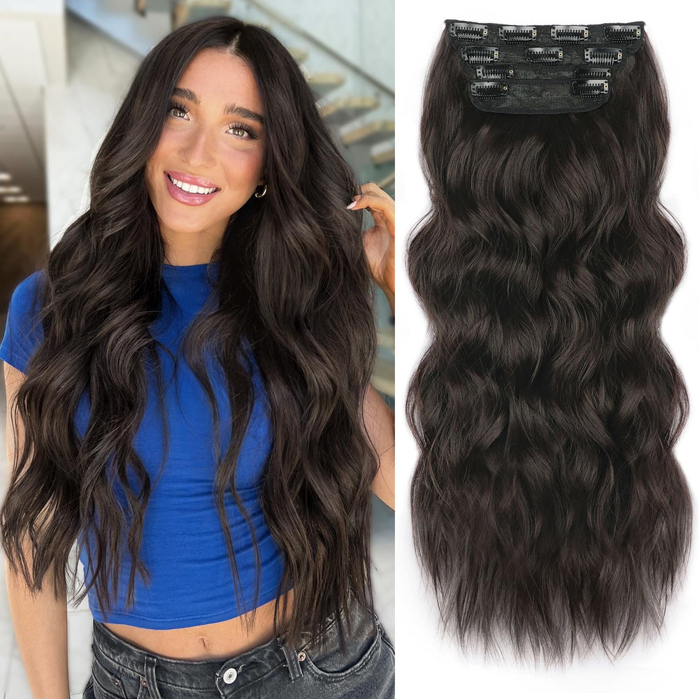 ALXNAN clip-in long wavy extension, quick volume boost