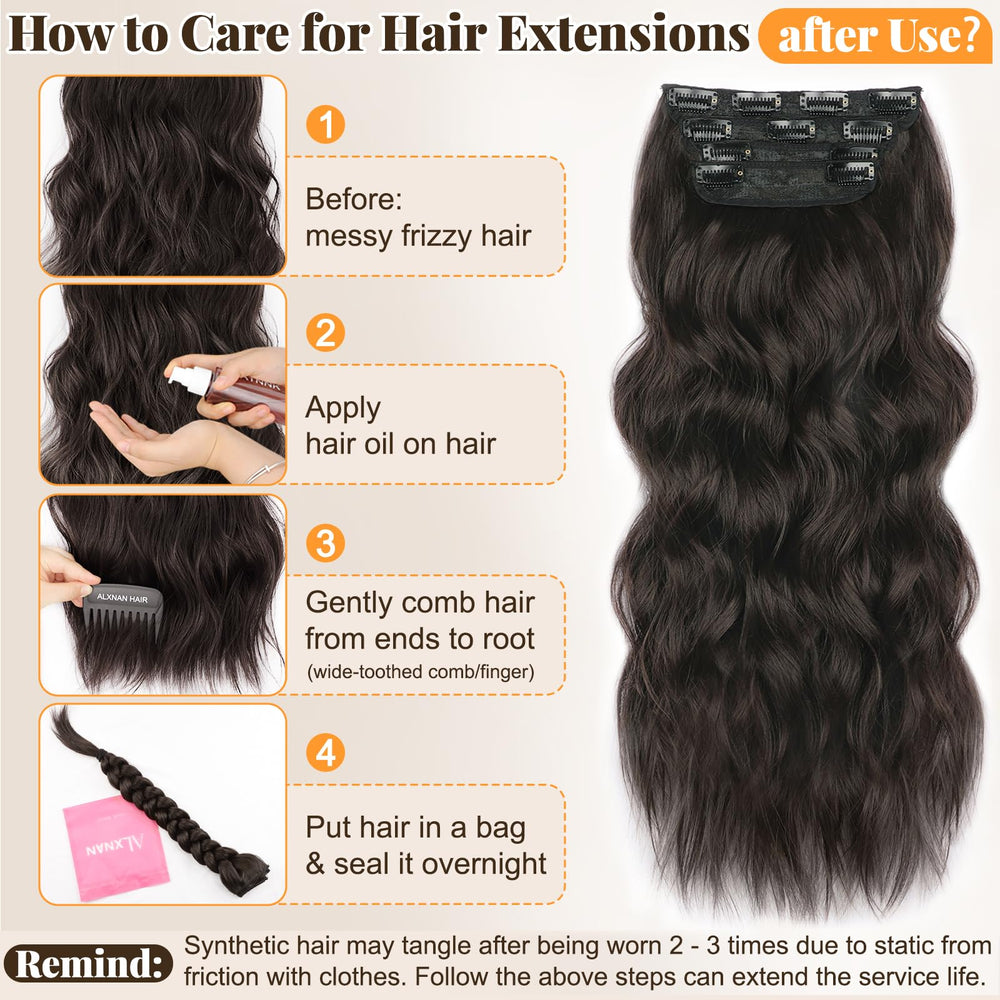ALXNAN clip-in wefts 5in 2clip layout for easy wear