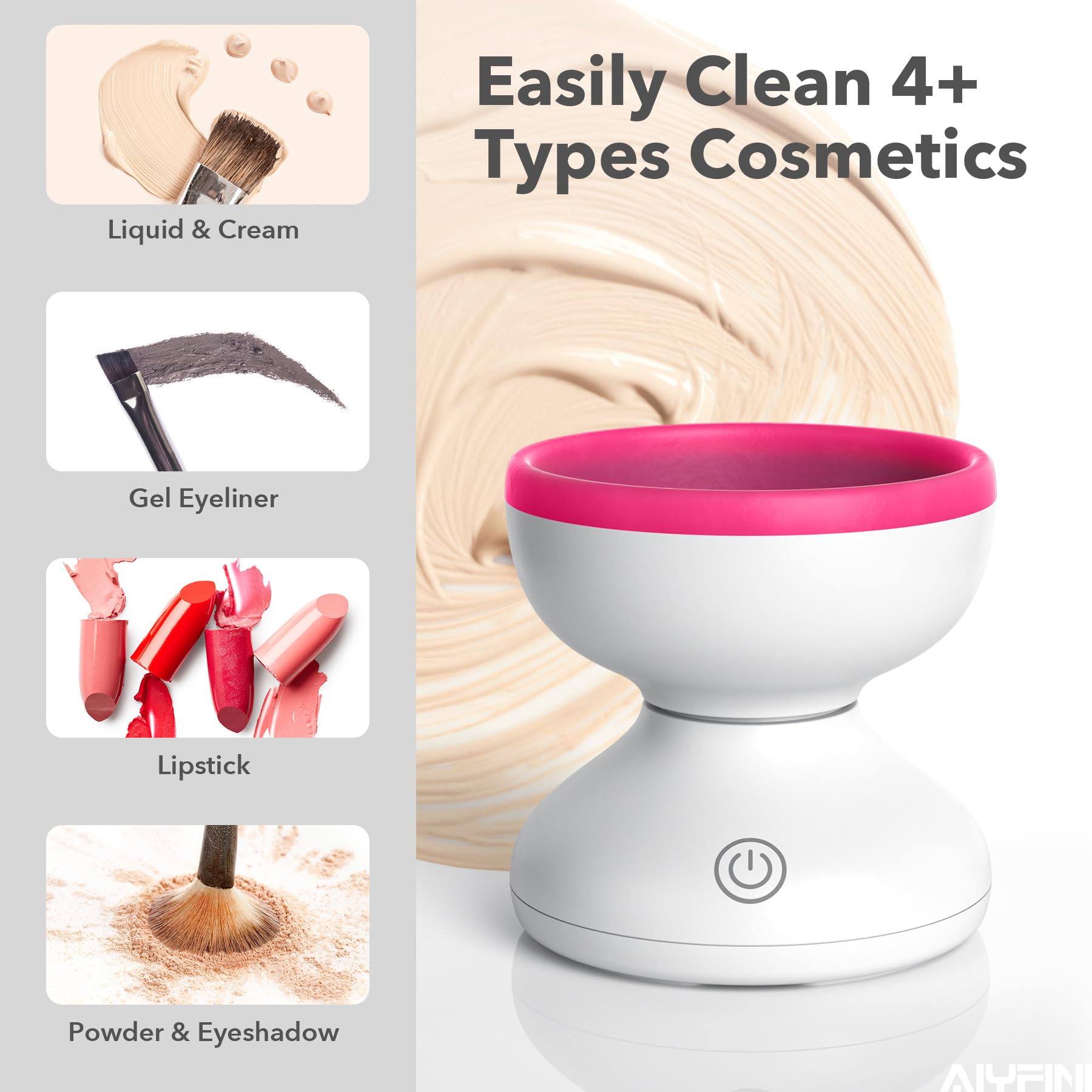 Alyfini brush cleaner solution in use shows ready-to-use cleansing setup