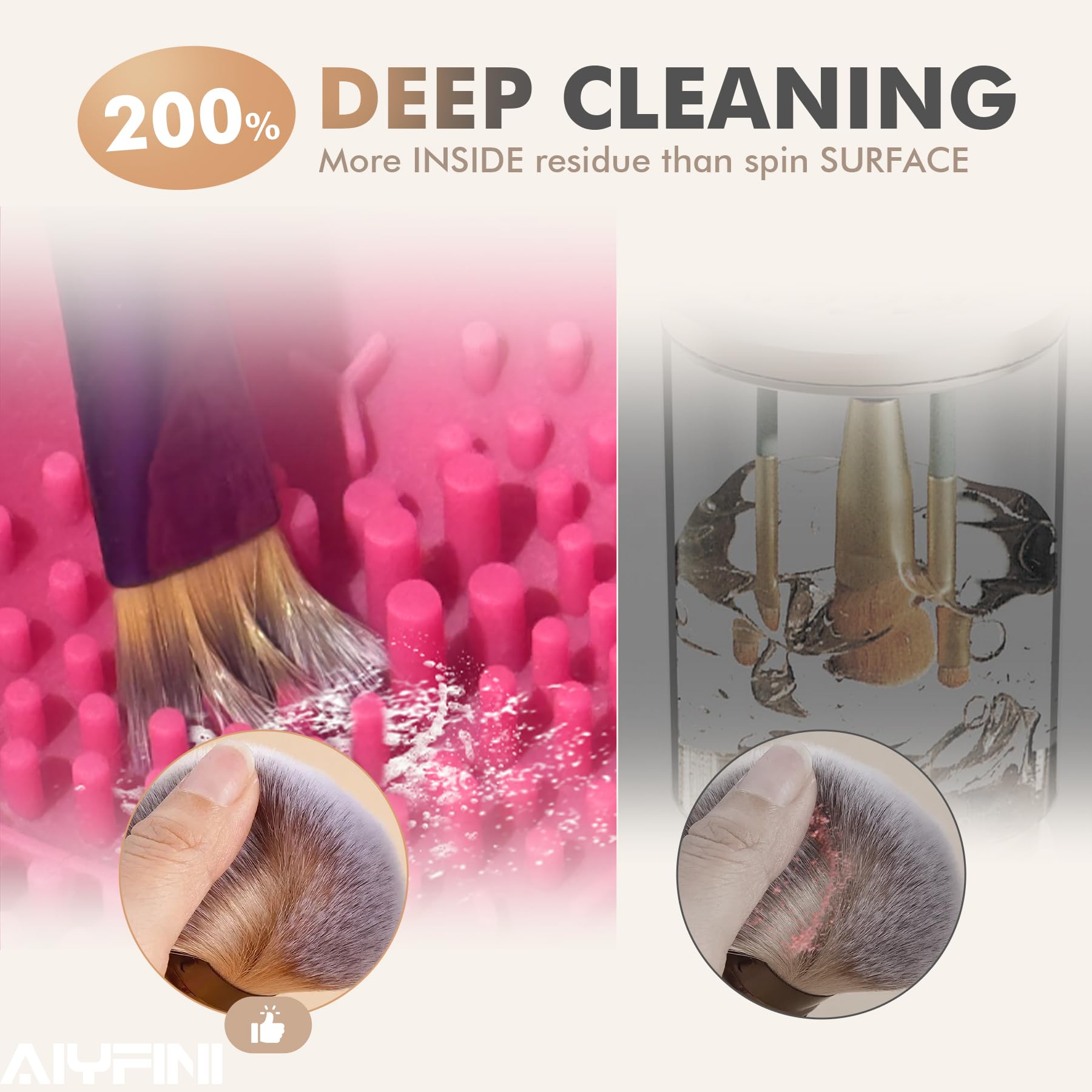 Alyfini silicone cleaning bowl close-up, gentle on bristles while removing makeup residue.