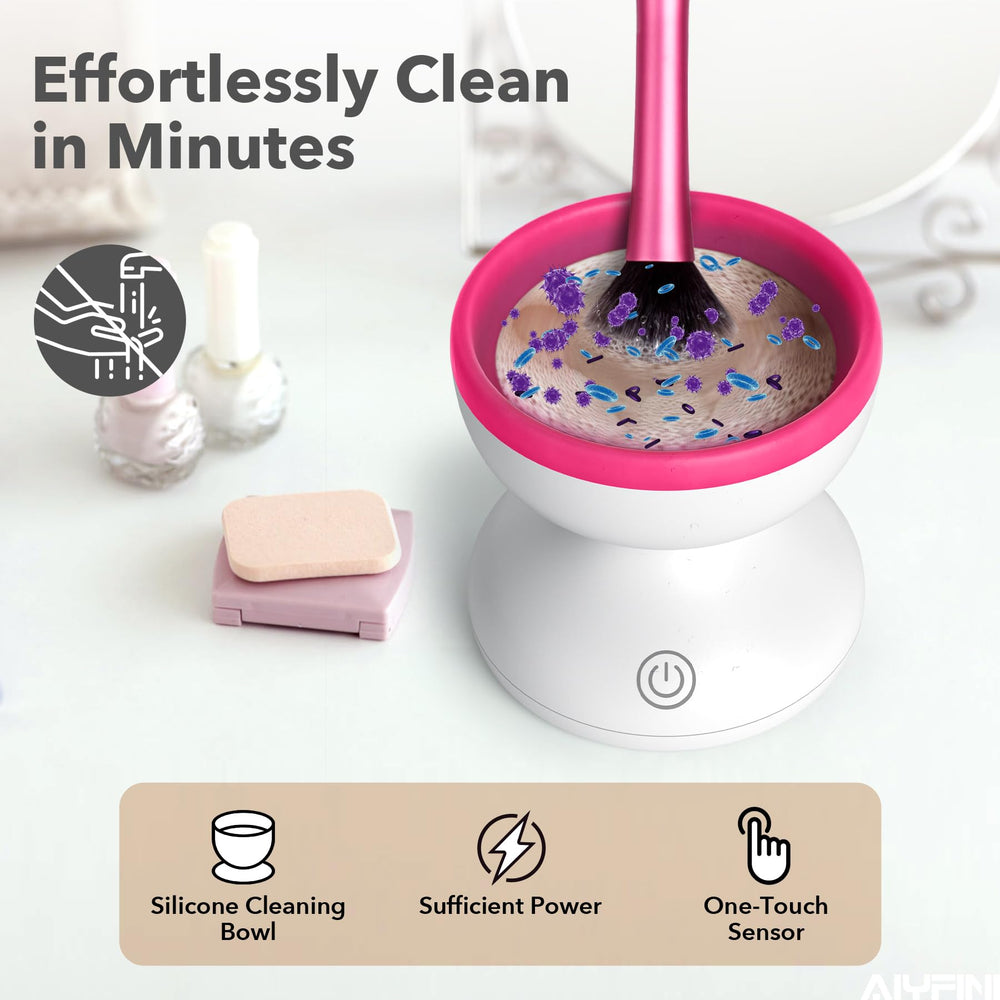 Alyfini silicone cleaning bowl close-up protects bristles during cleaning