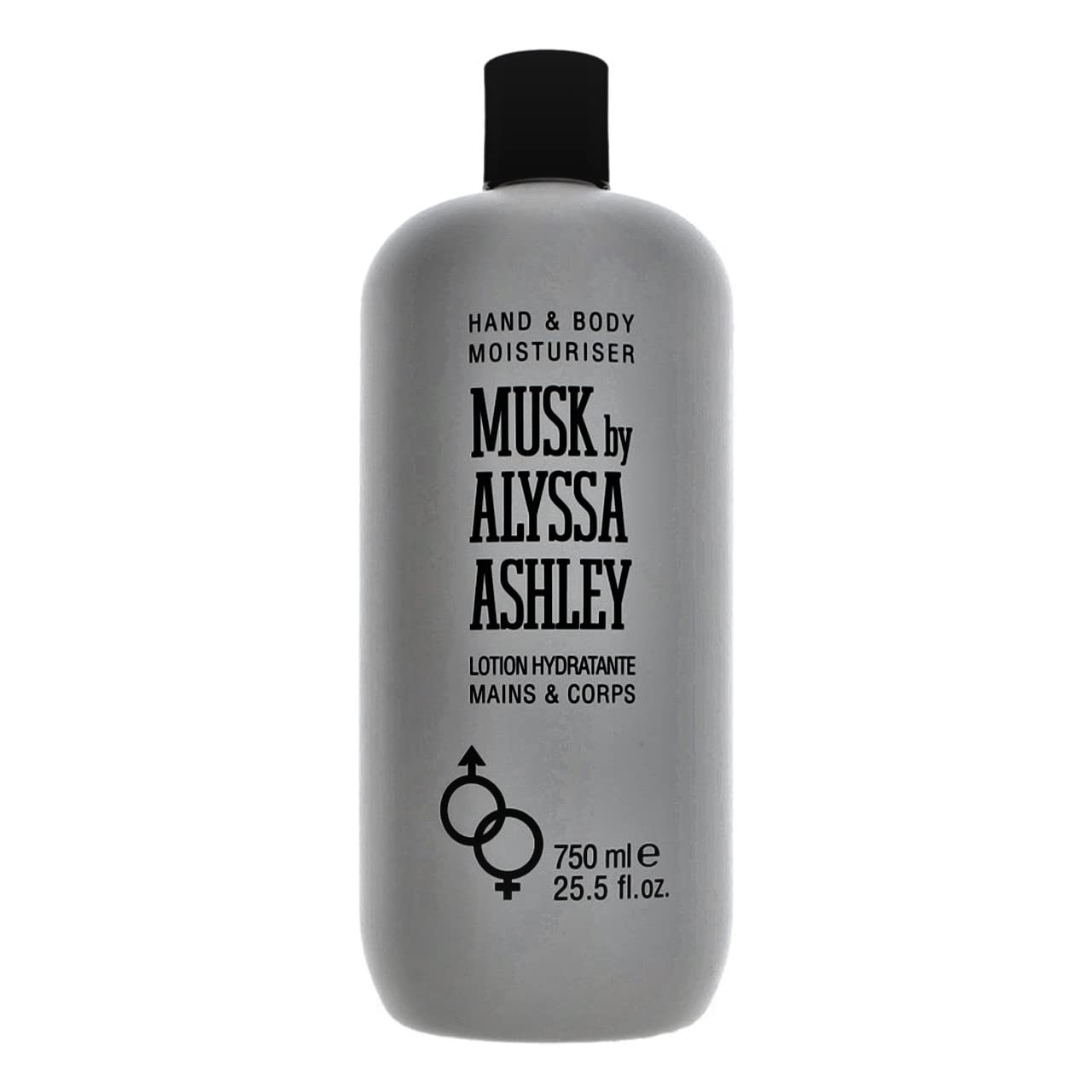 Alyssa Ashley Musk Body Lotion creamy texture close-up highlights quick-absorbing cream for dry skin.
