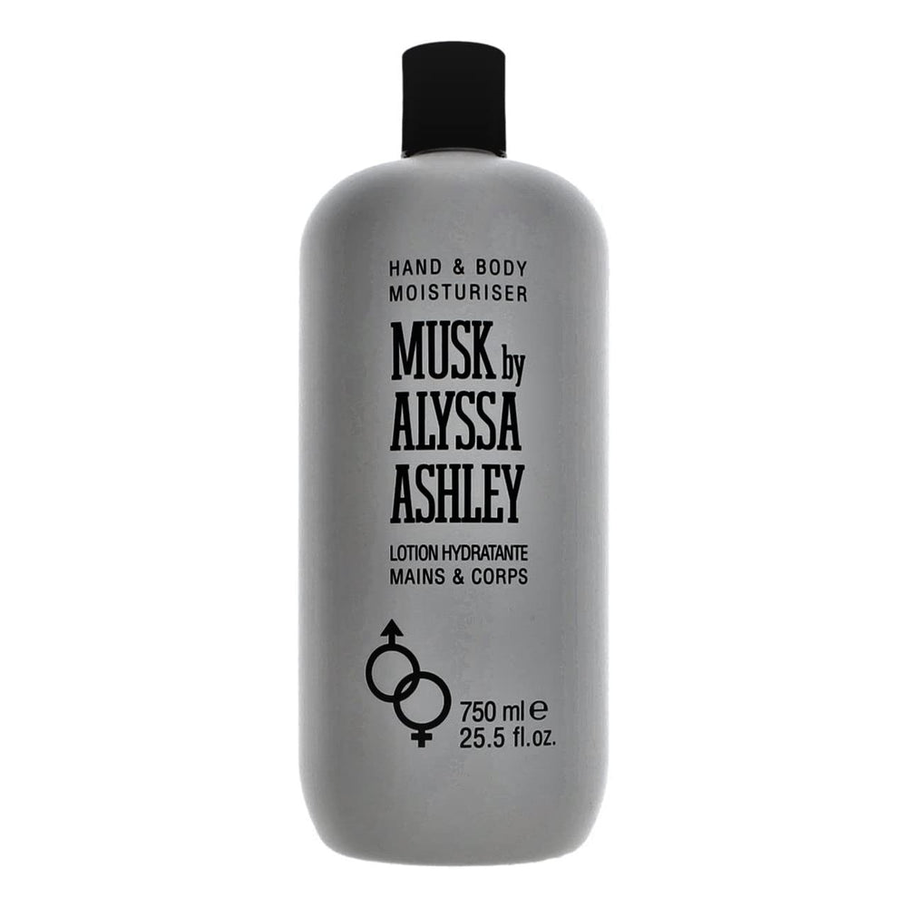 Alyssa Ashley Musk Body Lotion creamy texture close-up highlights quick-absorbing cream for dry skin.