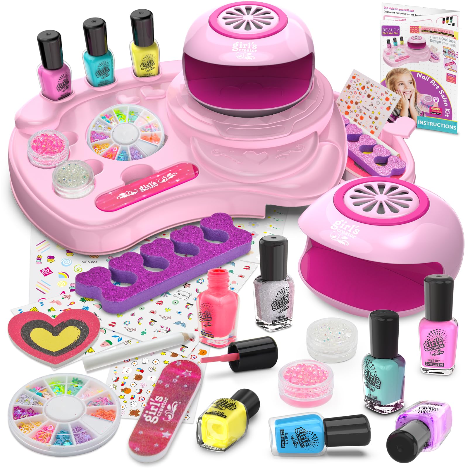 Amagoing nail art set storage desk showcases tidy workspace for kids' creative mani sessions.