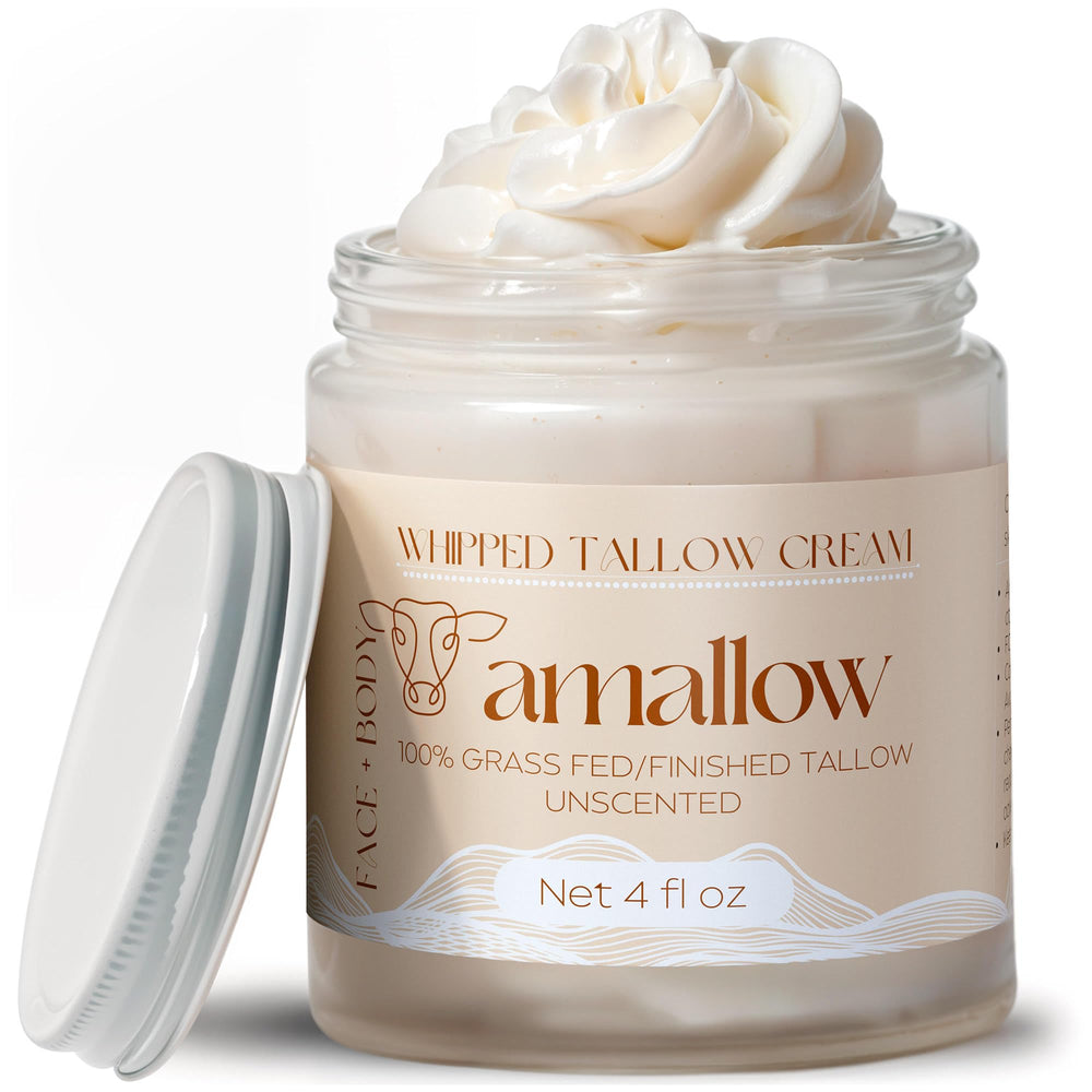 Amallow beef tallow face moisturizer unscented bottle pour for deep hydration