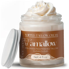 Amallow beef tallow whipped moisturizer bottle showcases luxurious moisture for all skin types.