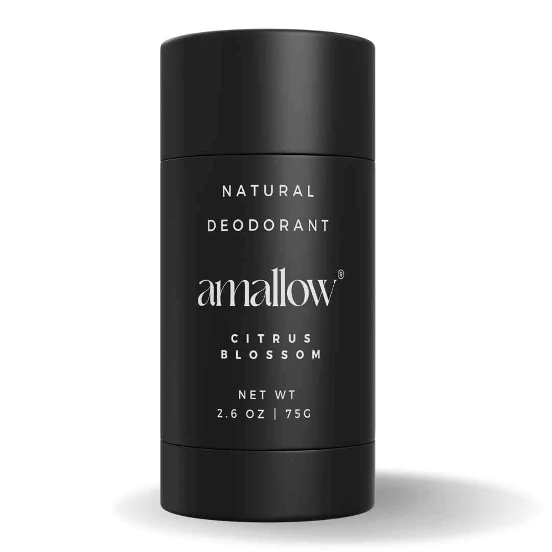 Amallow Citrus Blossom deodorant tube shows long-lasting natural protection.